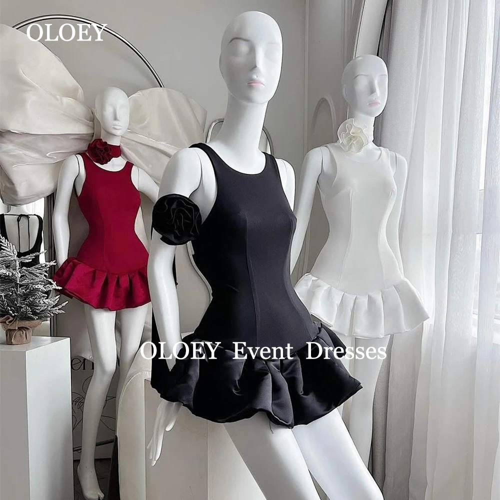 

OLOEY сексуальные короткие коктейльные платья с квадратным воротником и цветочным шарфом, мини-женские шикарные вечерние платья без рукавов по индивидуальному заказу