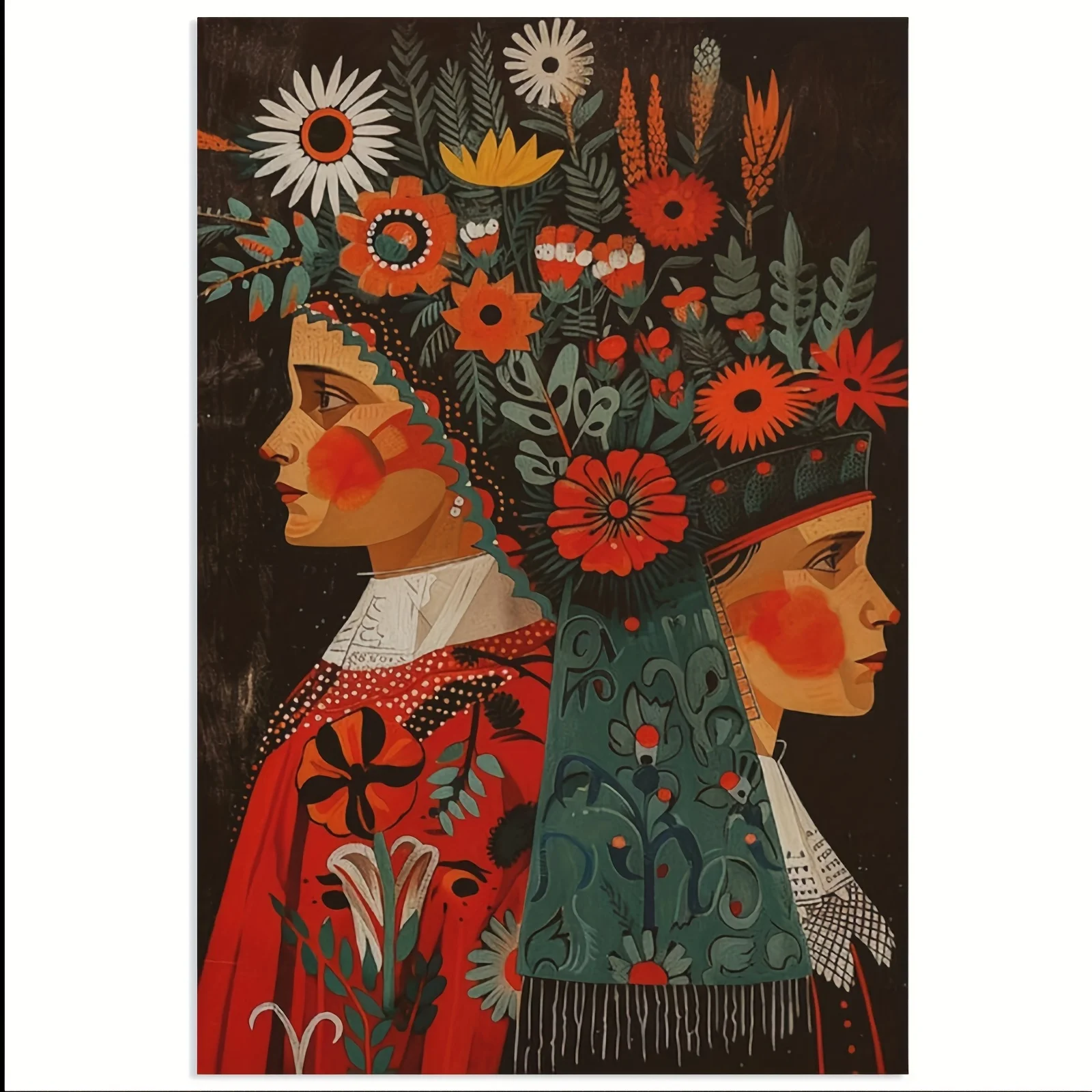 

Польские плакаты Польские женщины. Настенный декор народного искусства. Традиционный дизайн. Славянский домашний декор. Восточное европейское произведение искусства