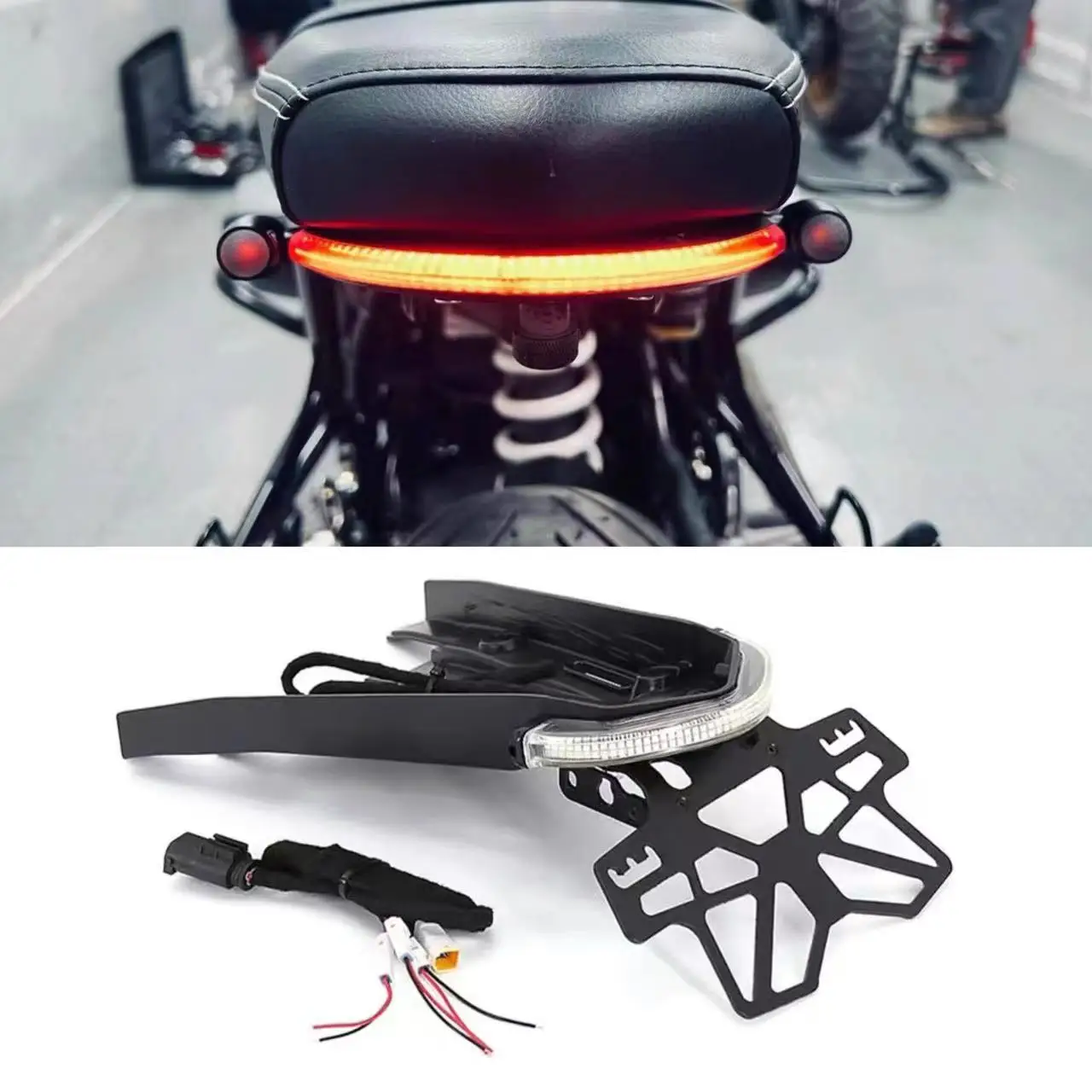 Motorcycle For BMW R NINE T License Plate Holder Rear LED Turn Signal Stop Brake Tail Light Bracket Plate Holder LED Lamp Kit