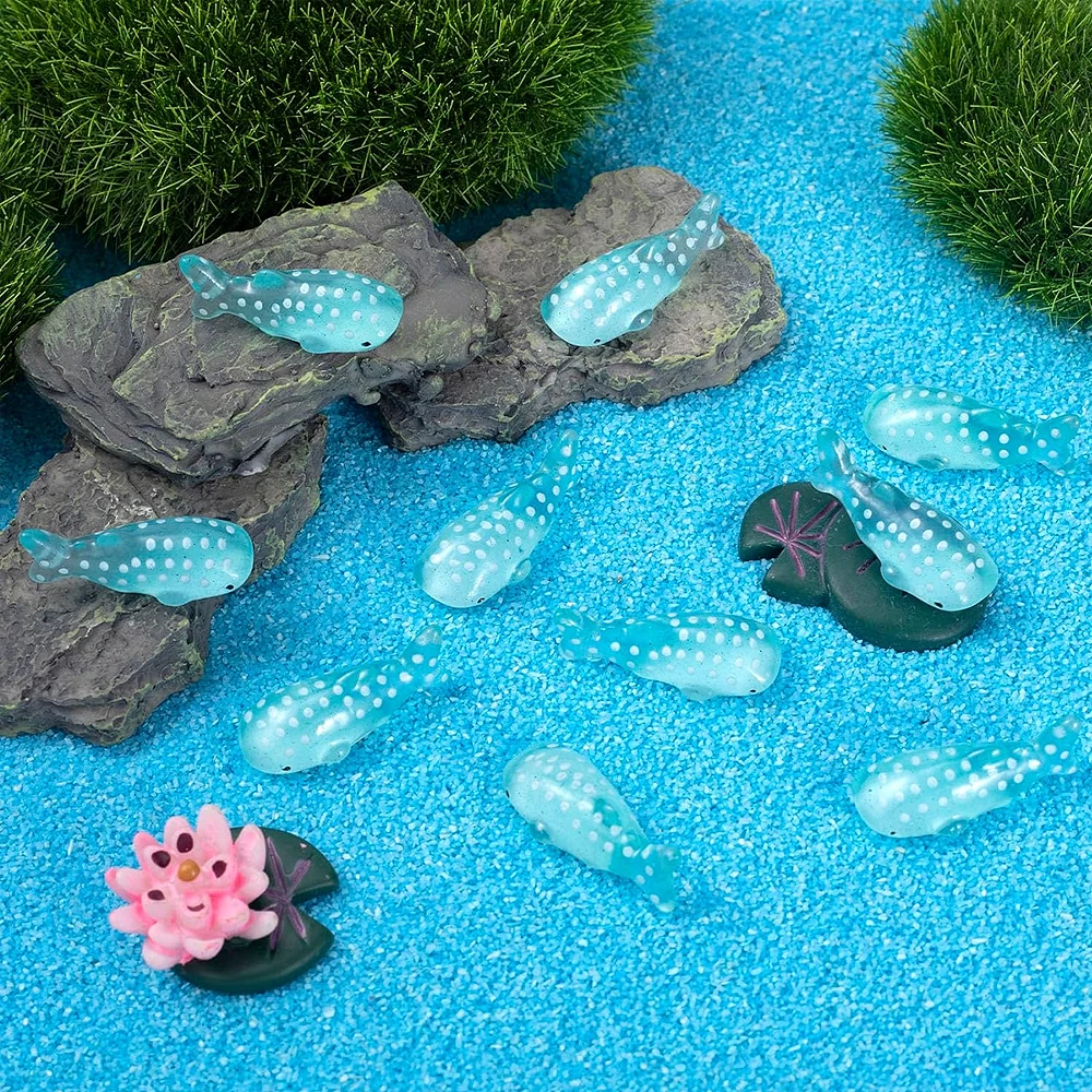 Mini Resin Whale Ocean Animals Miniatures, Fairy Garden Home Ornament, Micro Landscape, DIY Craft Decoração, 5 Pcs, 10Pcs