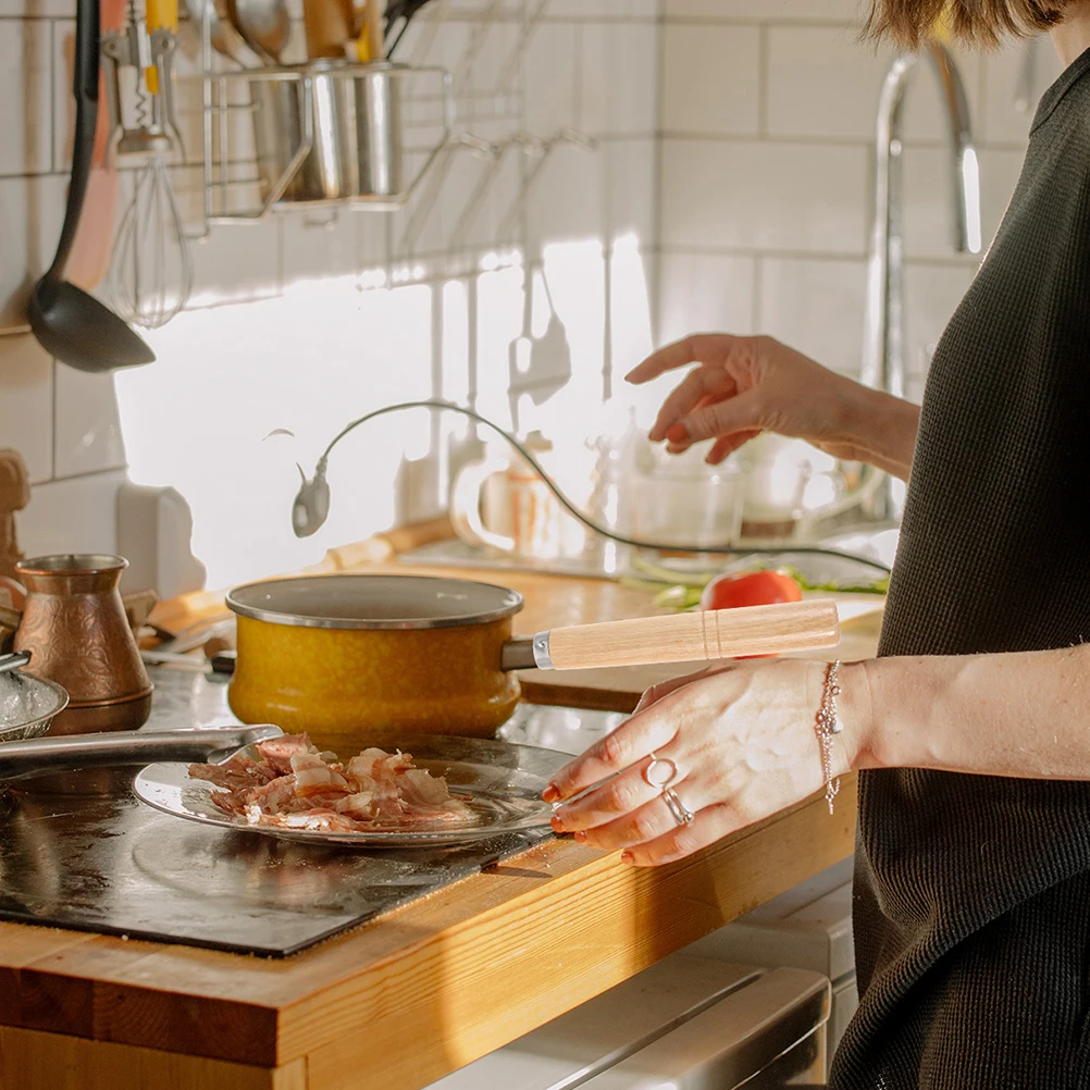 

4pcs Wooden Pot Replacement Iron Wood Frying Pan Handle For Kitchen Cookware, Ergonomic Smooth Design, Hangable