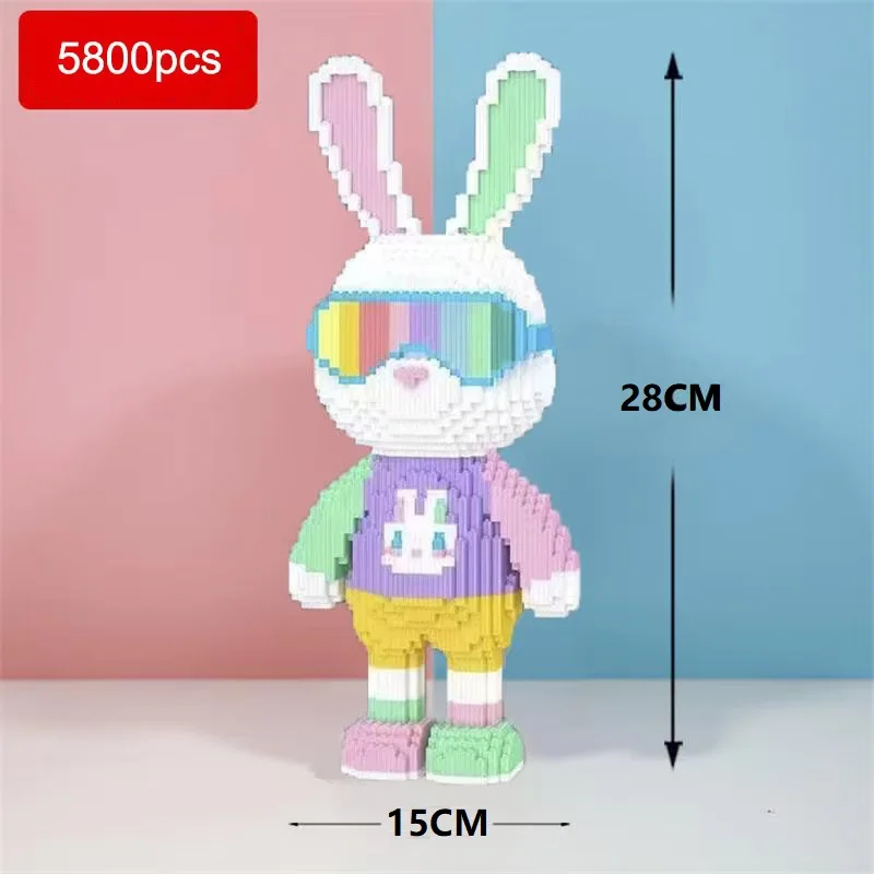 3D Puzzle Graffiti Rabbit Toys Micro Mini Blocks Animal Building Blocks Set 5800 Pieces Model Set for Display Toys