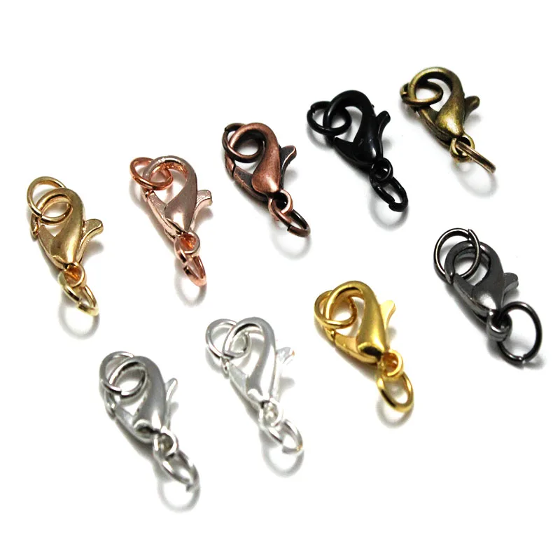 50pcs Silver Plated Alloy Lobster Clasp Hooks and Jump Ring for Necklace Bracelet Chain Connectors DIY Jewelry Findings Supplies