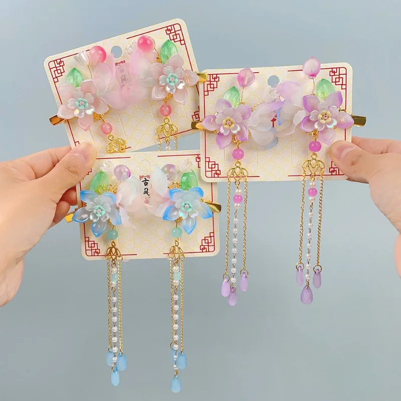 إكسسوارات شعر البنات إكسسوارات شعر على الطراز القديم للأطفال أغطية رأس هانفو خطوات أزياء الفتيات مقاطع شعر شرابة يتمايل