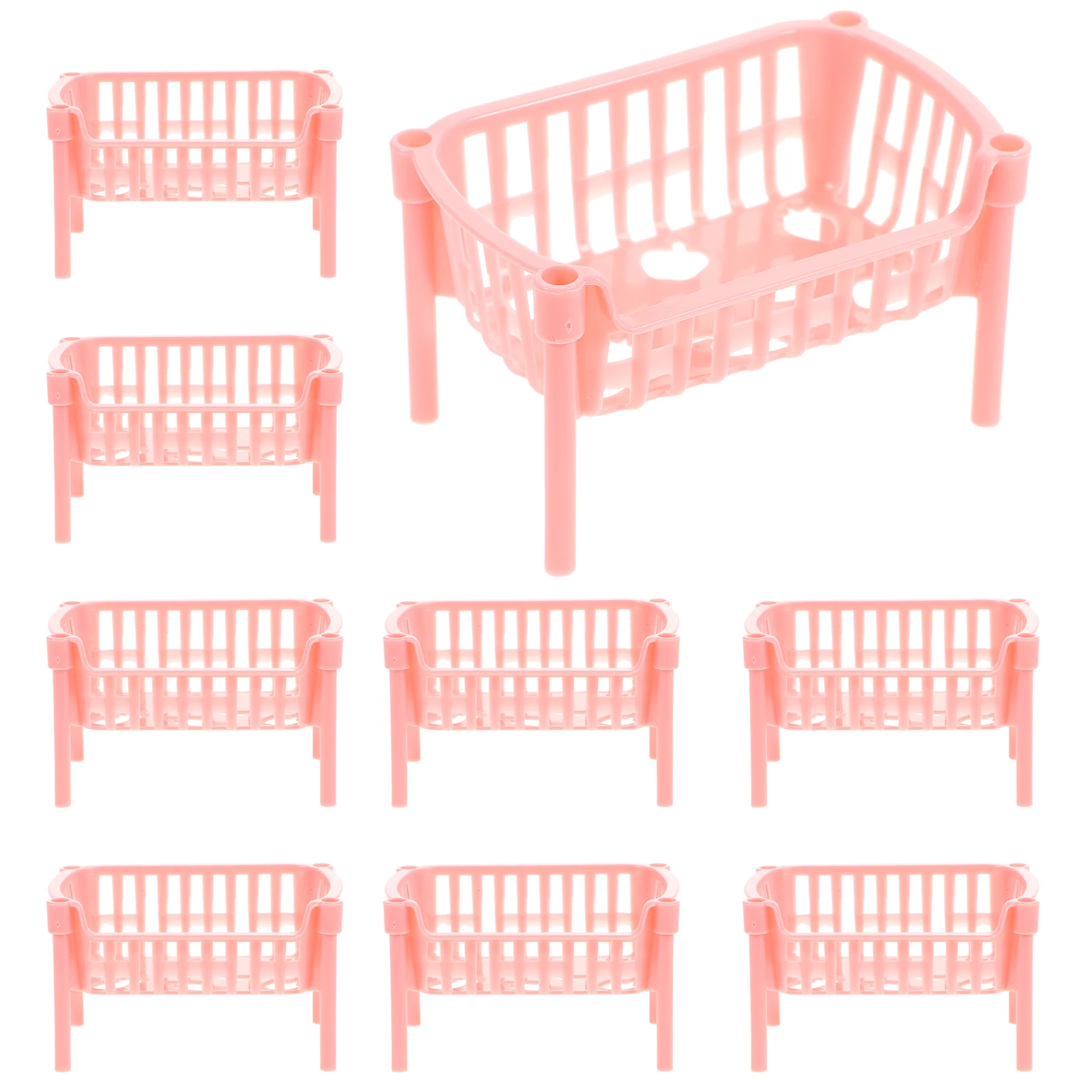 

10pcs Miniature Shelf House Furniture Pink Storage Rack Model Accessory Mini Shelf Ornament Suitable For Doll House Garden