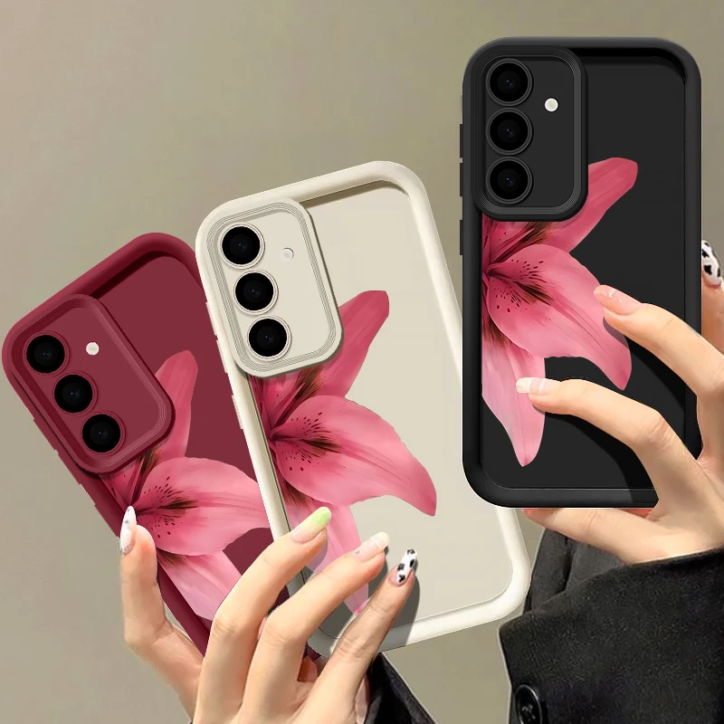 Custodia per telefono con stampa floreale realistica per Samsung Galaxy A17 A56 A16 A36 A15 A55 A54 5G S25 Edge S24 FE S23 S22 Ultra Plus TPU Cover