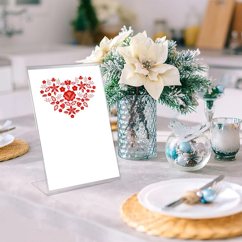 

2pcs L-Shaped Price Sign Holder Clear A4 Display Stand For Menu Tag Retail Store Desk Counter Sign Holders Display Stands