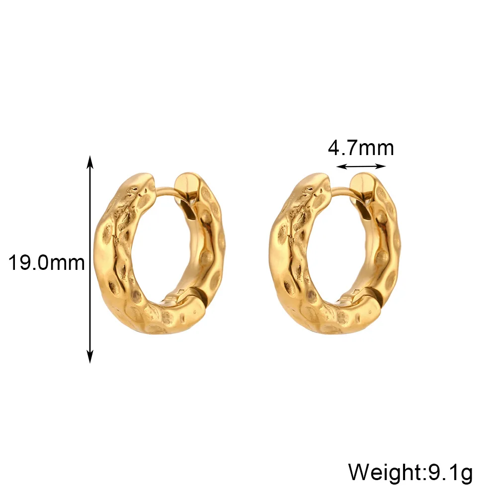 Stainless steel irregular lunar surface closed loop earrings