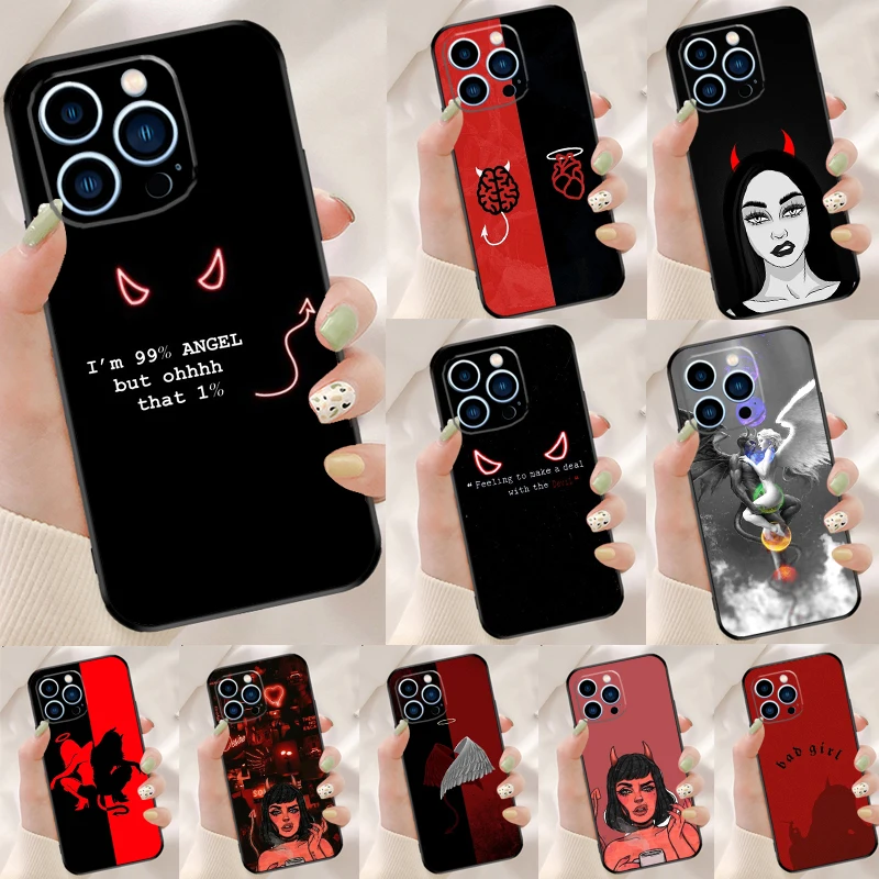Чехол Devil Angel для телефона iPhone 15 14 13 12 11 Pro Max 13 Mini XR XS X 8 7 Plus SE 2020, мягкая задняя крышка