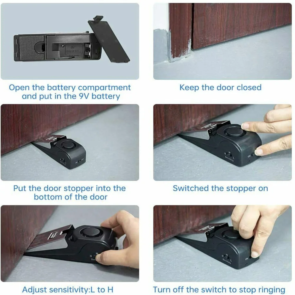 120 db Wireless Door Stop Stopper Alarm Block Blocking System Anti-theft Burglar Stop System Security Home Wedge Shaped