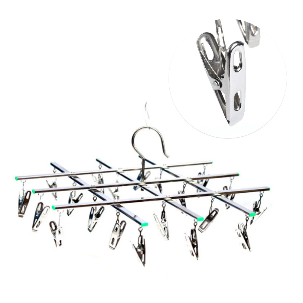 

20 Pegs Round Sock Drying Rack Metal Windproof Clips Space Saver Laundry Hanger Swivel Hooks Storage Solution