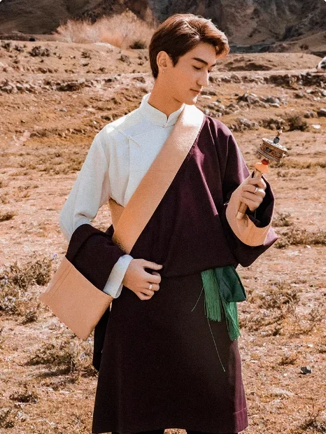 Túnica tibetana china Xizang para hombre, abrigo Kangba de primavera y verano
