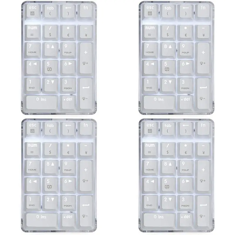 

4X Mechanical Numeric Keypad GATERON Brown Switch Wired Gaming Keypad Crystal Case White Backlit 21 Keys Numpad Keypad