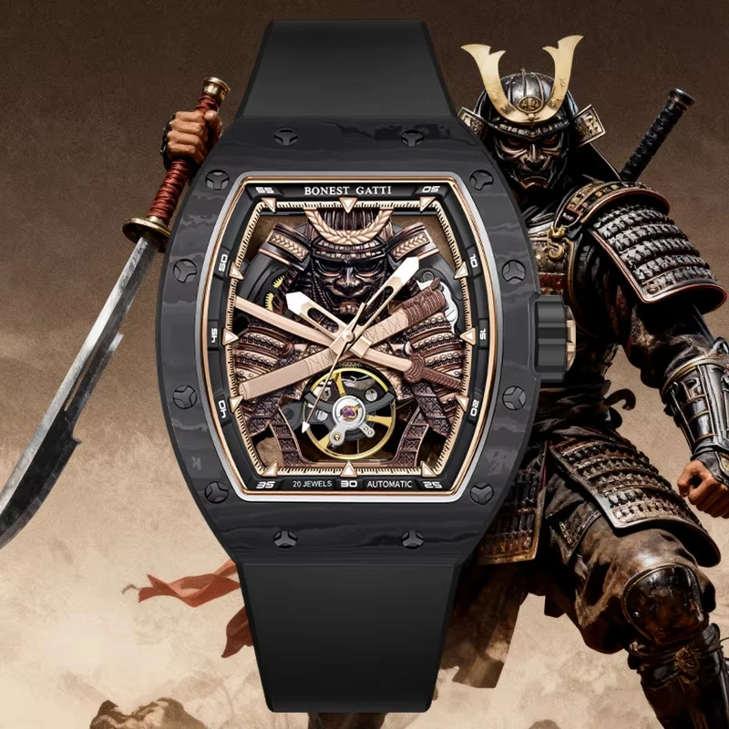 

Мужские механические часы BONEST GATTI BG9008 Fashion Automatic Movement Wristwatch Skeleton Warrior с большим циферблатом и сапфировым стеклом