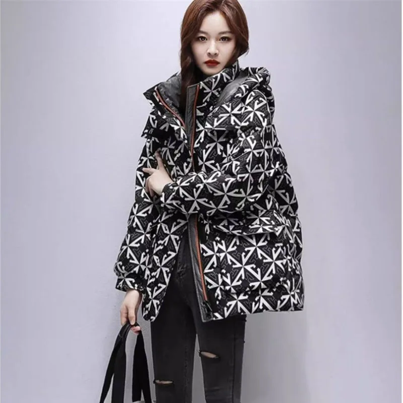 2024 Mid Length Version Cotton Padded Female Parkas Winter Clothes Cotton Padded Women Jacket Hooded Down Cotton Ladies Parkas