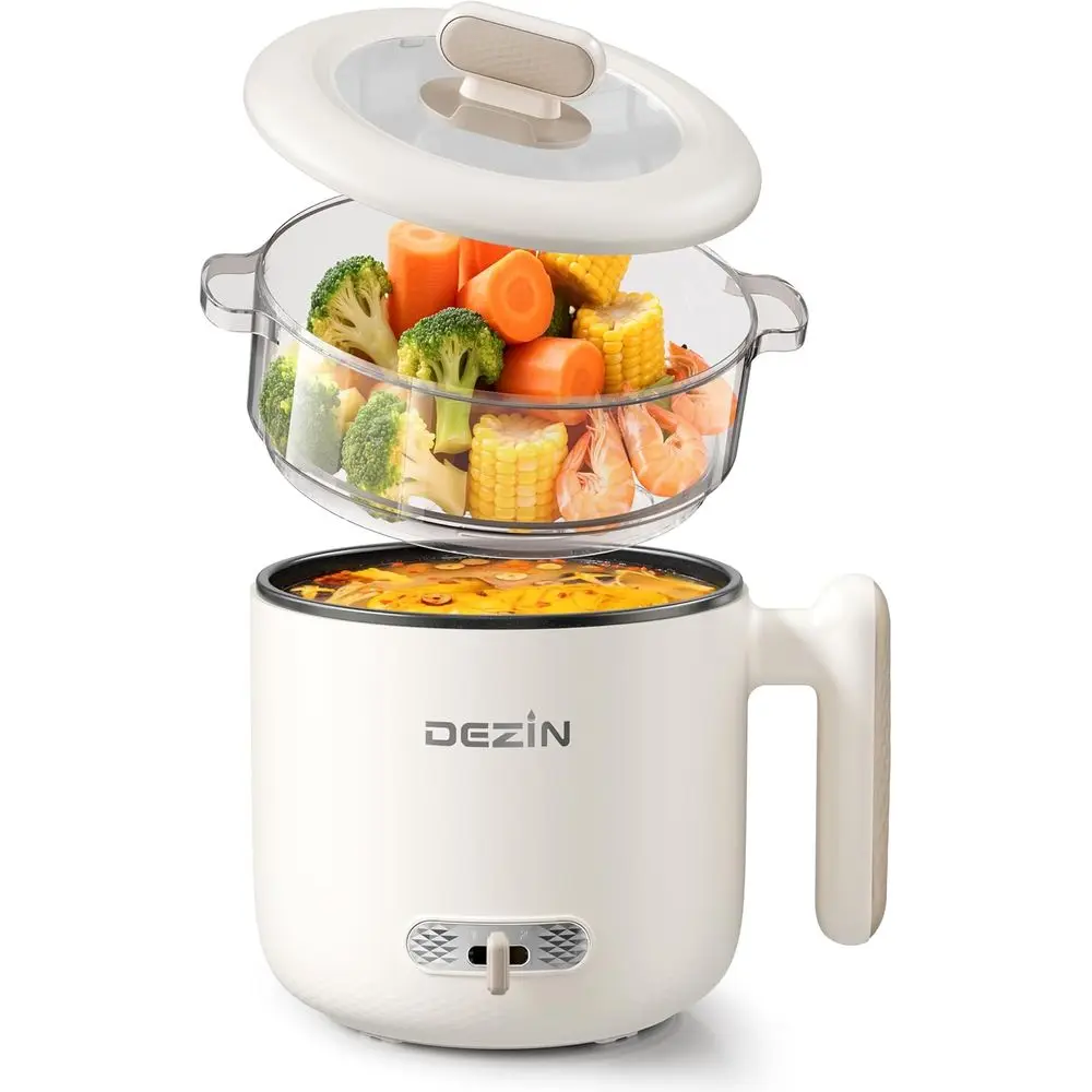 

1.8L Dual Power Portable Non-Stick Electric Pot with Steamer, Ideal for Soup, Pasta, Eggs, Oatmeal, and Safety Features