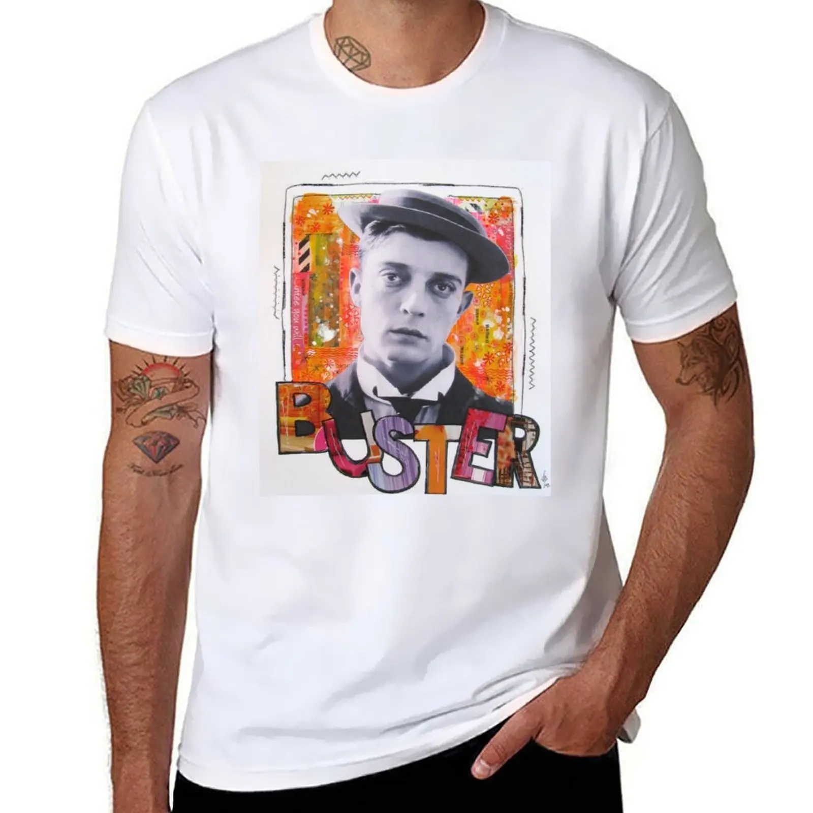 

Buster Keaton Letters T-Shirt t shirts for man graphic vintage t shirt man designer T-Shirt