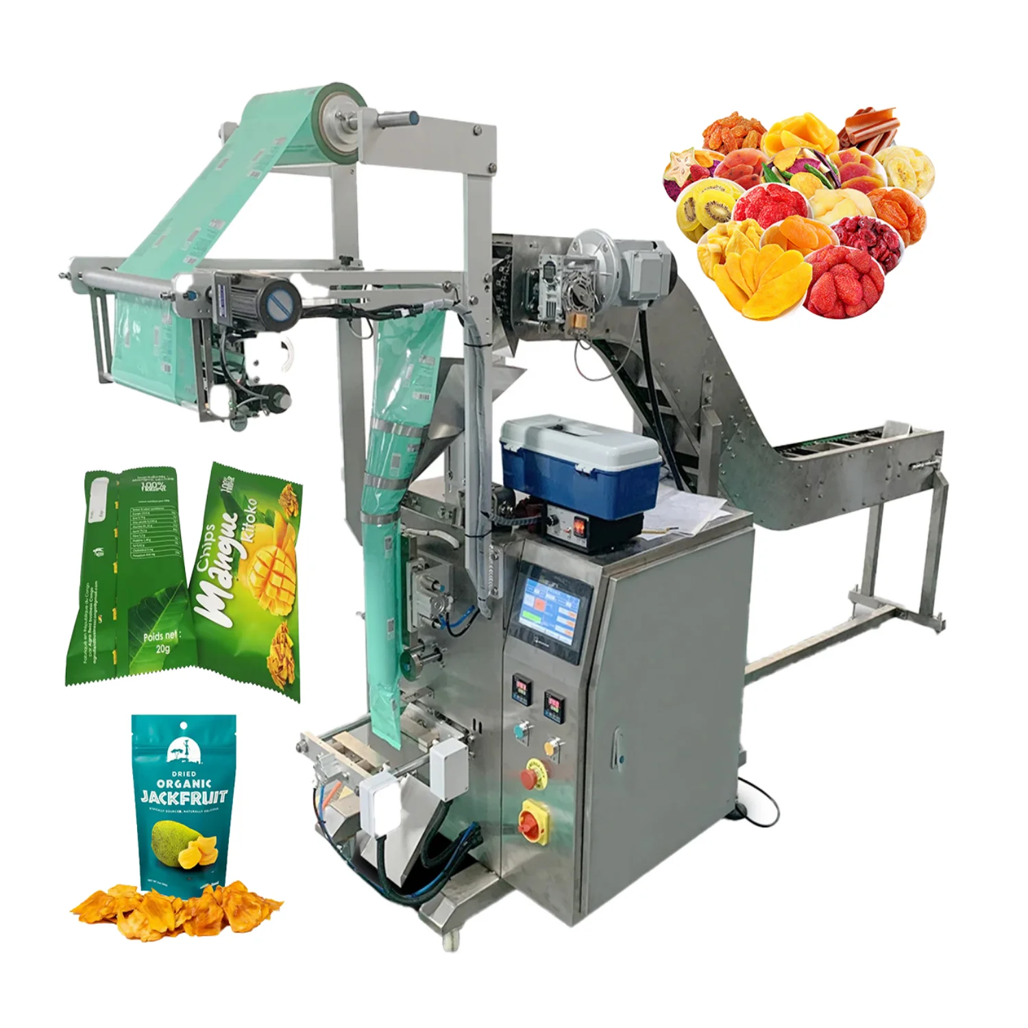 Semi Auto Vertical Dried Fruit Slice Dry Vegetable Fragile Food Biscuit Chips Snacks Product Pouch Packaging Packing Machine