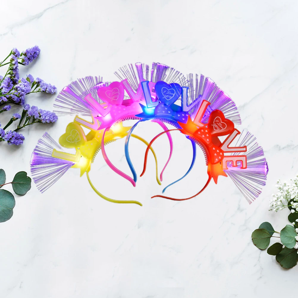 

4PCS Fiber Party Supplies Headdress LED Headband Glowing Hair Hoop Bands Party Supplies Lightweight Comfortable Design