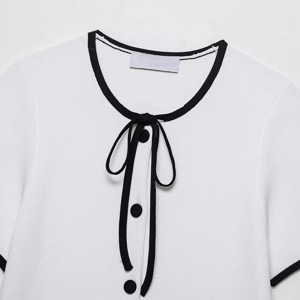 2025 inizio autunno francese piccola fragranza stile collana cardigan a maniche corte lavorato a maglia con lacci nuova top da donna