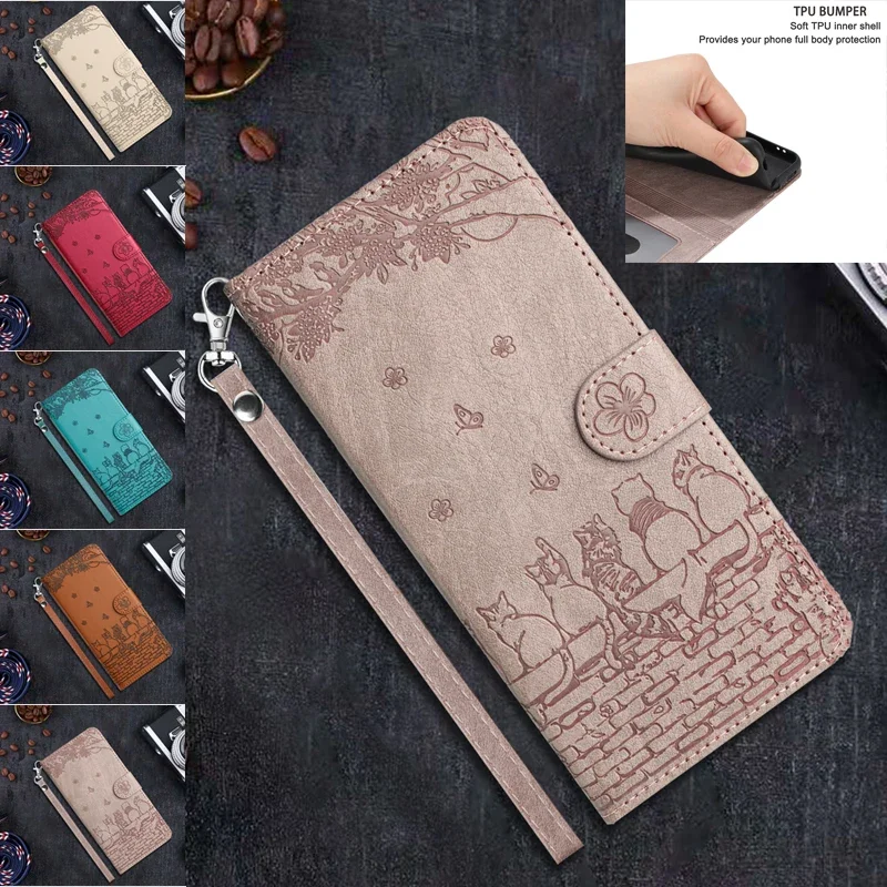 

Wallet Cat Embossed Flip Over Leather Case For Xiaomi Redmi 12C K60 Note 13 13 Pro 12 12 Pro 12S 11S 11 Pro Plus Poco X5 Pro F5