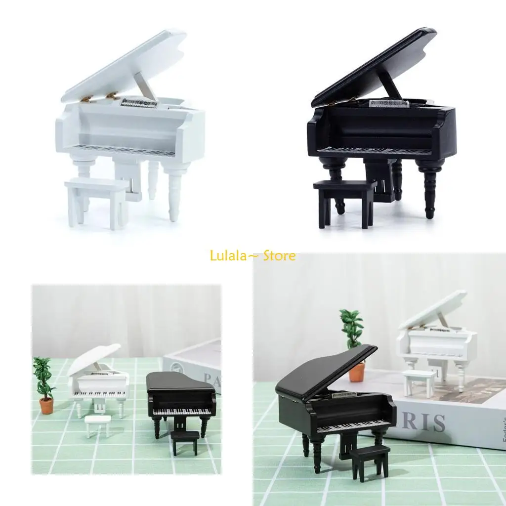 Y4QA 1:12 voor poppenhuis miniatuur piano ambachten vetplanten voor poppenhuis miniatuur piano krukjes micro landschap muzikale