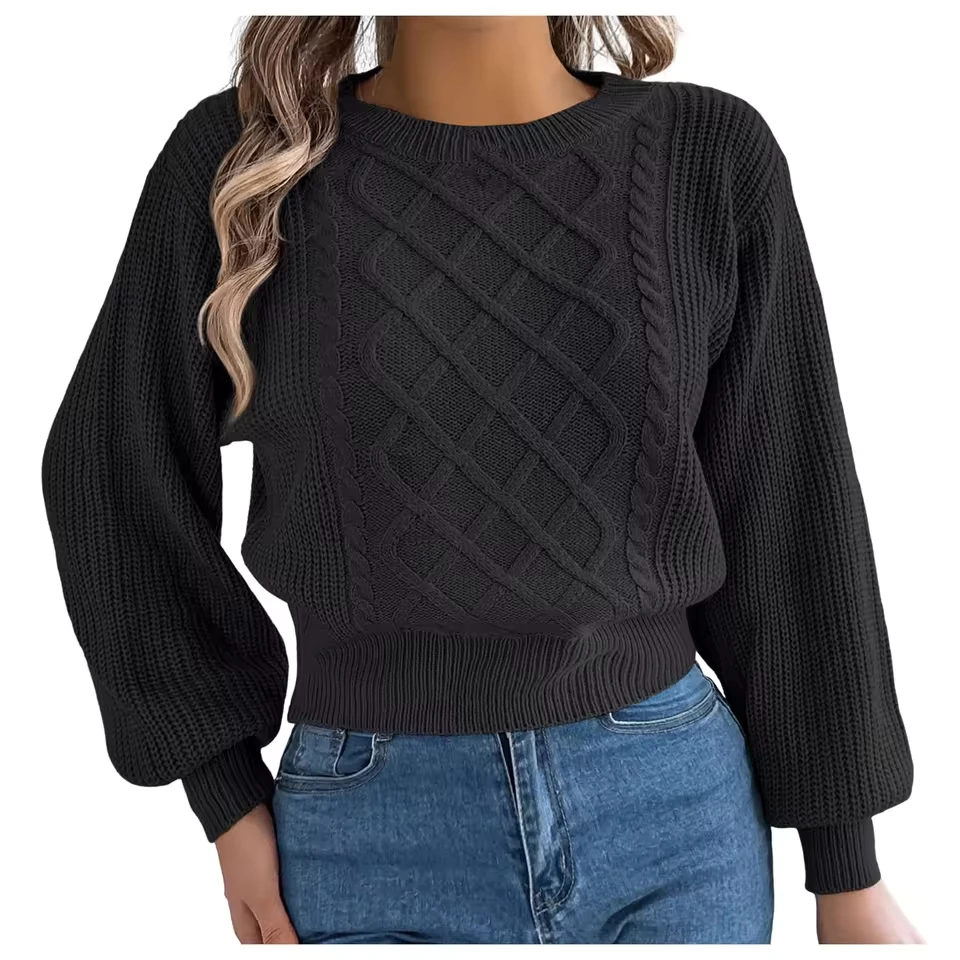 Women Casual Leopard Print Knitted Pullover Sweaters Long Sleeve Crew Neck Cute Hearts Knitted Vintage Basic Solid Knitted Tops