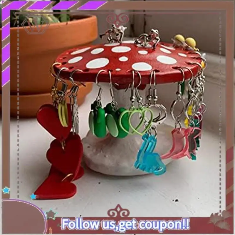 

Mushroom Earring Holder Earrings Storage Shelf Durable Cute Resin Ring Pendant Jewelry Holder