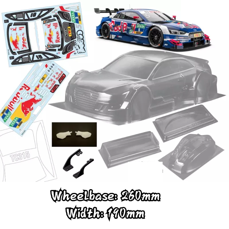 High quality S5 DTM Touring 1/10 drift RC PC body shell lampshade190mm width Transparent drift body for RC hsp hpi trax Tamiya