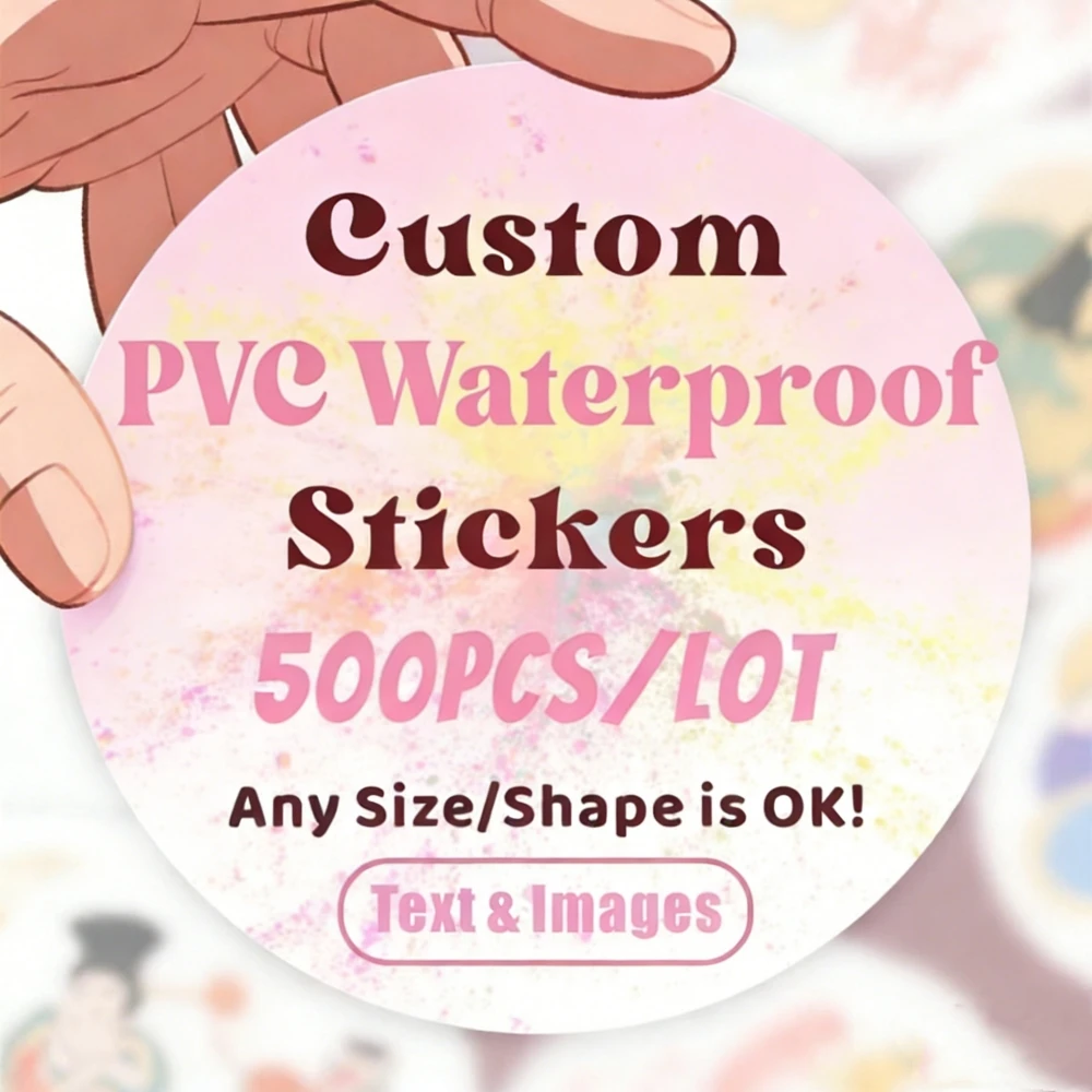 

500PCS PVC Waterproof Stickers Custom Stickers and Customized Logo Wedding Birthday Gift Box Stickers Design Your Own Stickers