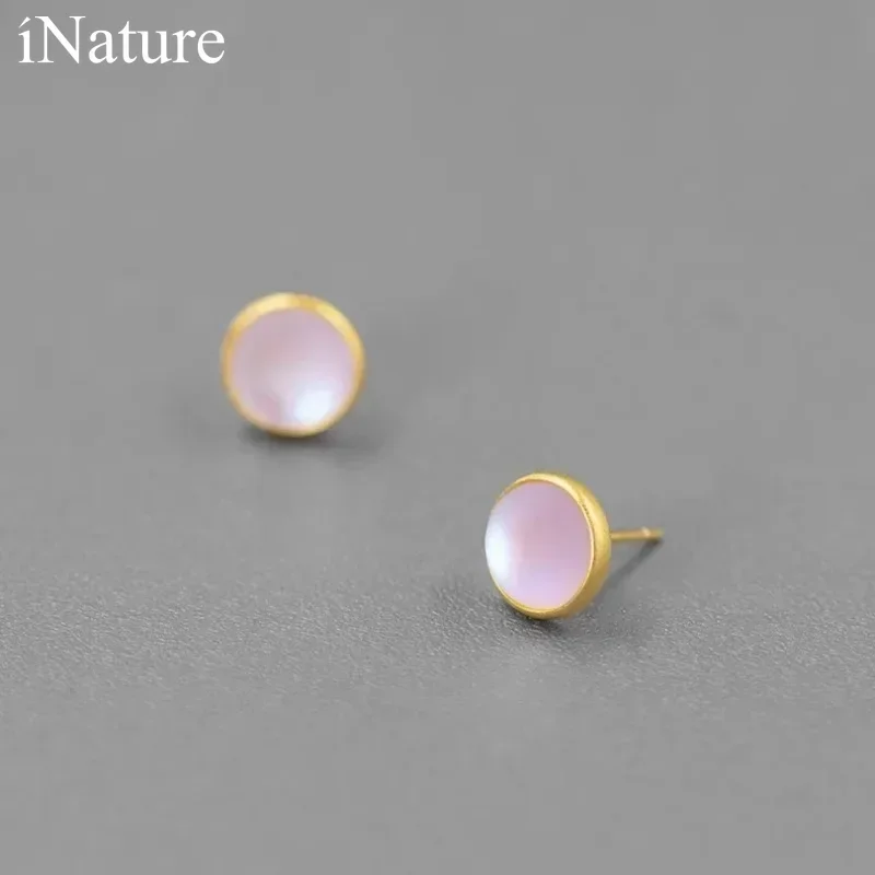 INATURE Fashion Simple 925 Sterling Silver Multicoloured Crystal Round Circle Stud Earrings for Women Jewelry Gift