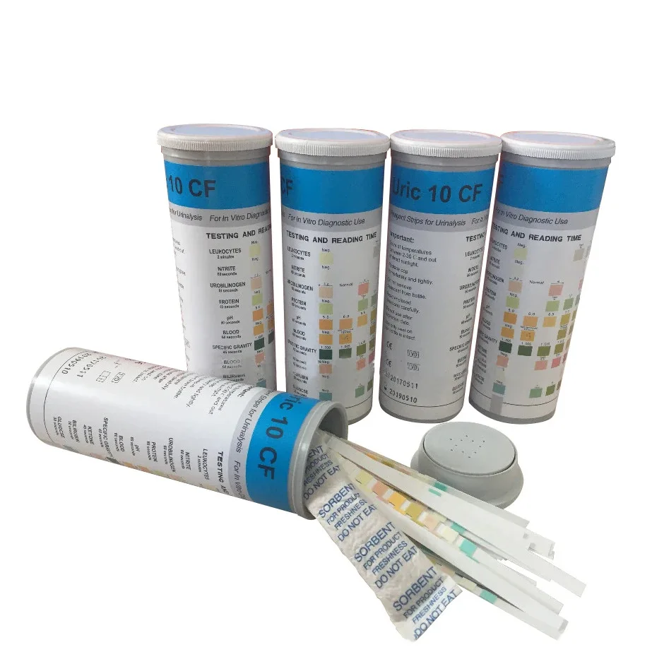 Tiras reactivas de orina 10 en 1 para proteínas, cetonas, glucosa, pH, ácido úrico, 10 CF, tiras reactivas de diagnóstico in vitro, monitoreo de salud