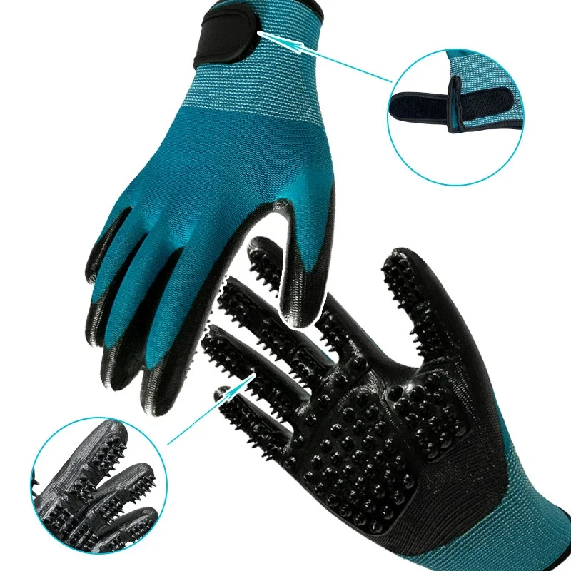 One Pair Hair Grooming Glove for Pet Dog Cat Bathing Silicone Massage Brush Dipping Gumming Rubber Gloves Dog Deshedding Comb