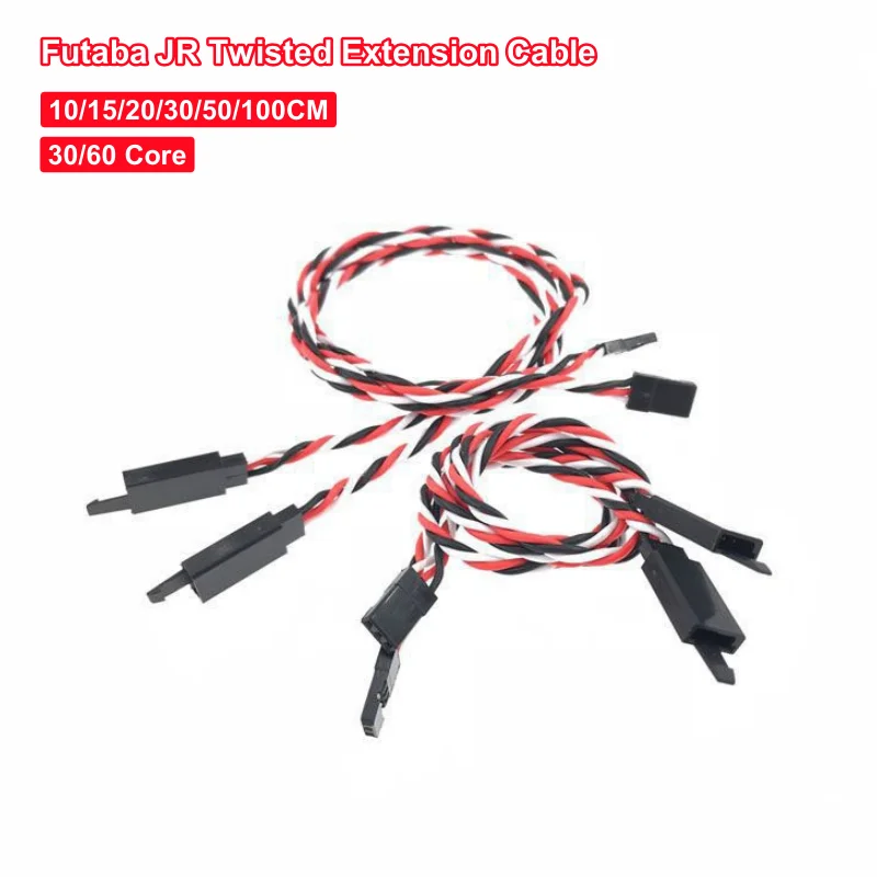 

10Pcs/lot RC Servo Futaba JR Twisted Extension Cord 30 / 60 core With Anti loosening buckle Male to Female Connection line 22AWG