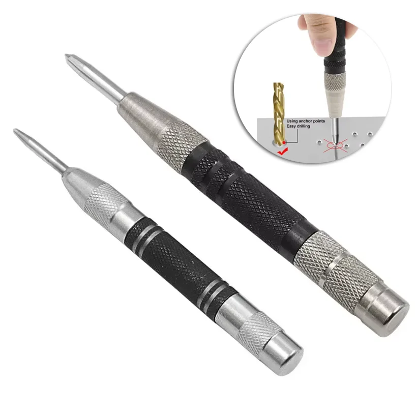 128/155mm Automatische Körner Holzbearbeitung Metall Puncher Stahl Loch Selbst Pin Mark Gefederte Dent Marker Standort hand Werkzeug