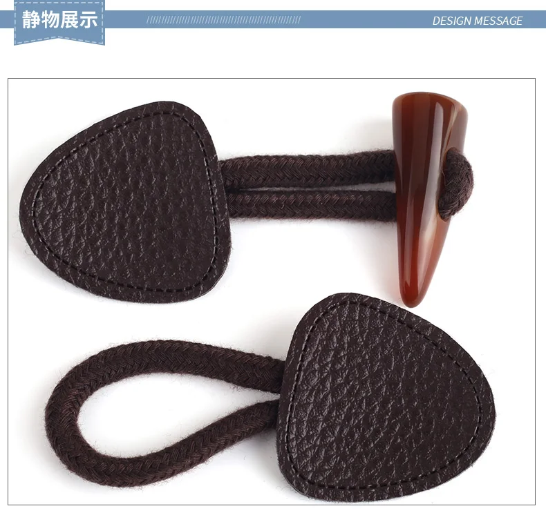 5 stücke Leder aufgenähte Knebel Harz Horn Knöpfe Verschlüsse für Mantel Pullover Kleidungs stück Zubehör Verschluss Knebel Schnalle – Detail 1