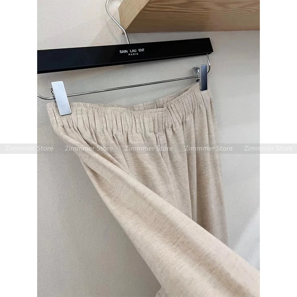 Summer new French senior sense of simplicity style linen wide-leg pants female loose thin straight casual pants pants