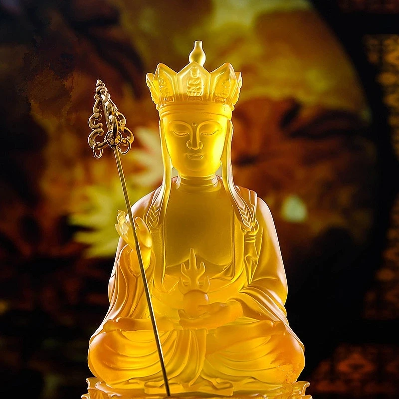 

Delicate 21cm Yellow Resin Ksitigarbha Buddha Statue ,Tibetan Suppliers Home Putting Decorations Figurines