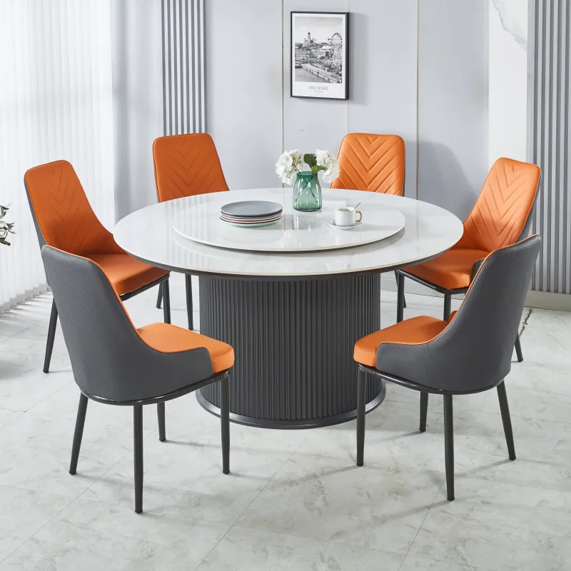 

Hotel electric dining table turntable rock slab large round table hotel box restaurant light luxury 20 people