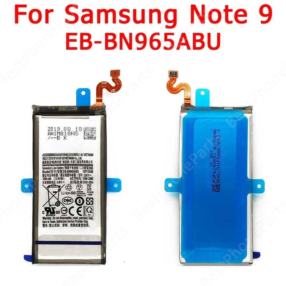 Battery For Samsung Galaxy Note 9 N960 Battery Cellphone Replacement Spare Parts 4000 mAh EB-BN965ABU Bateria