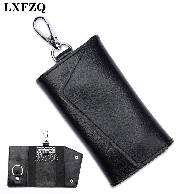 

Housekeeper Key Case Card Bag Genuine Leather Keychain Men Women Key Holder Key Organizer Pouch Cow Split Car Key Wallet Purse