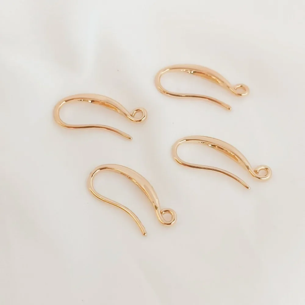 14K مطلية بالذهب السلس الهلال على شكل أقراط الأذن السنانير مع حلقات معلقة Diy بها بنفسك شبه الانتهاء شرابة الأذن هوك أقراط اكسسوارات #3