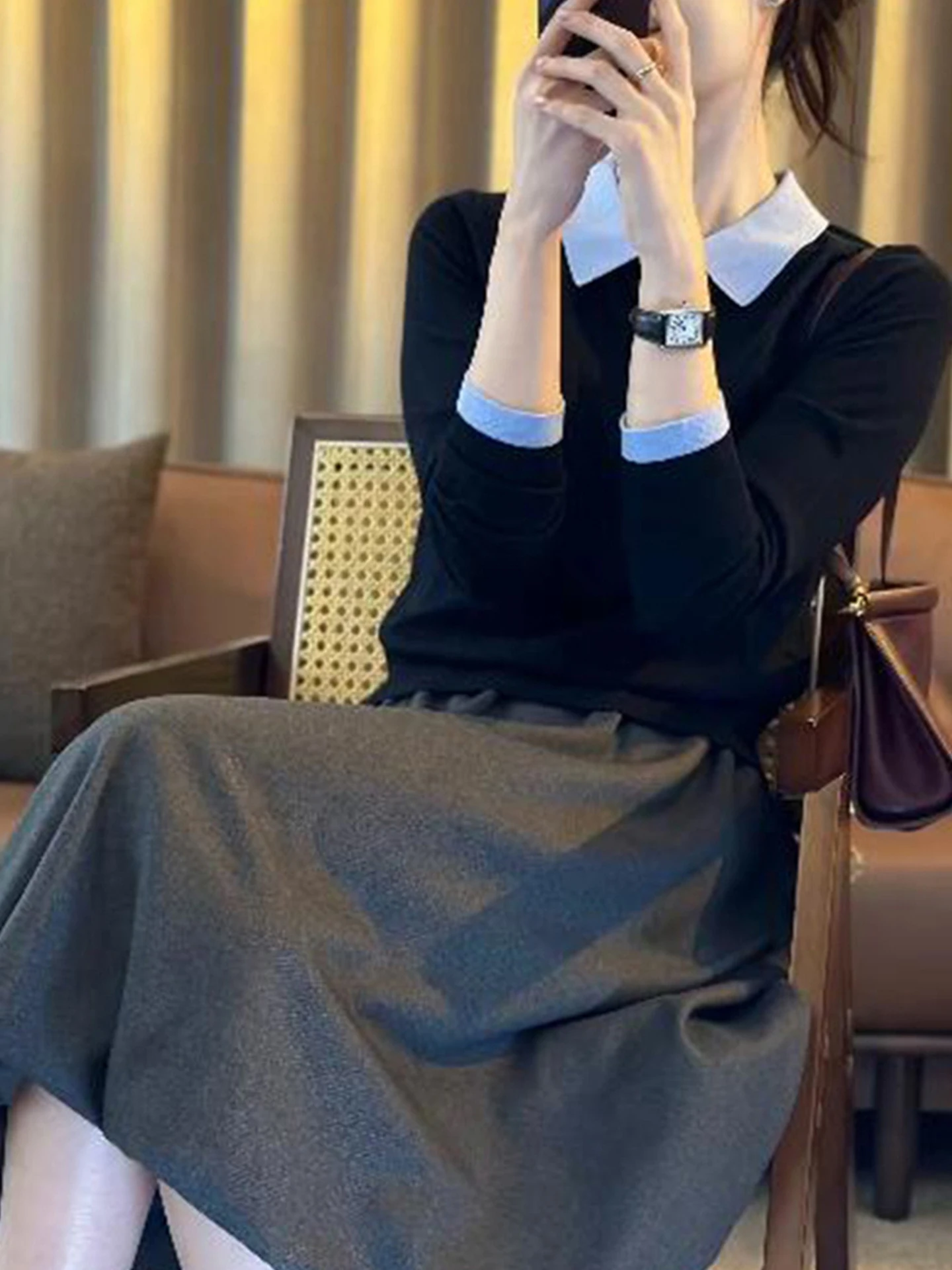 

Color Blo Knitwear Long Sve Hoodie Women's Comfortable Faionable Commute Top High End Feeling Light Luxury Base irt