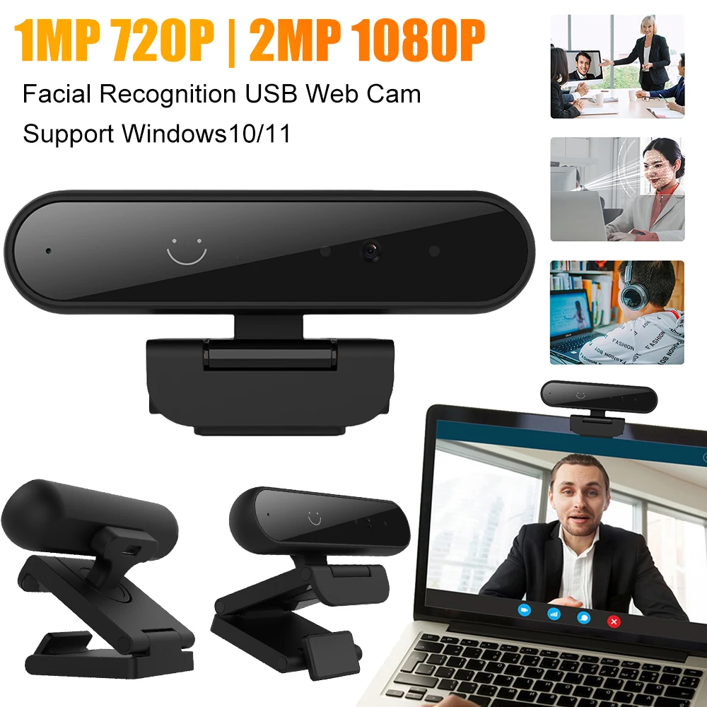 

C6 Веб-камера с распознаванием лиц для компьютера Windows10/11 1MP 720P/2MP 1080P Hello Login USB Веб-камера для ноутбука ПК Веб-камера с микрофоном