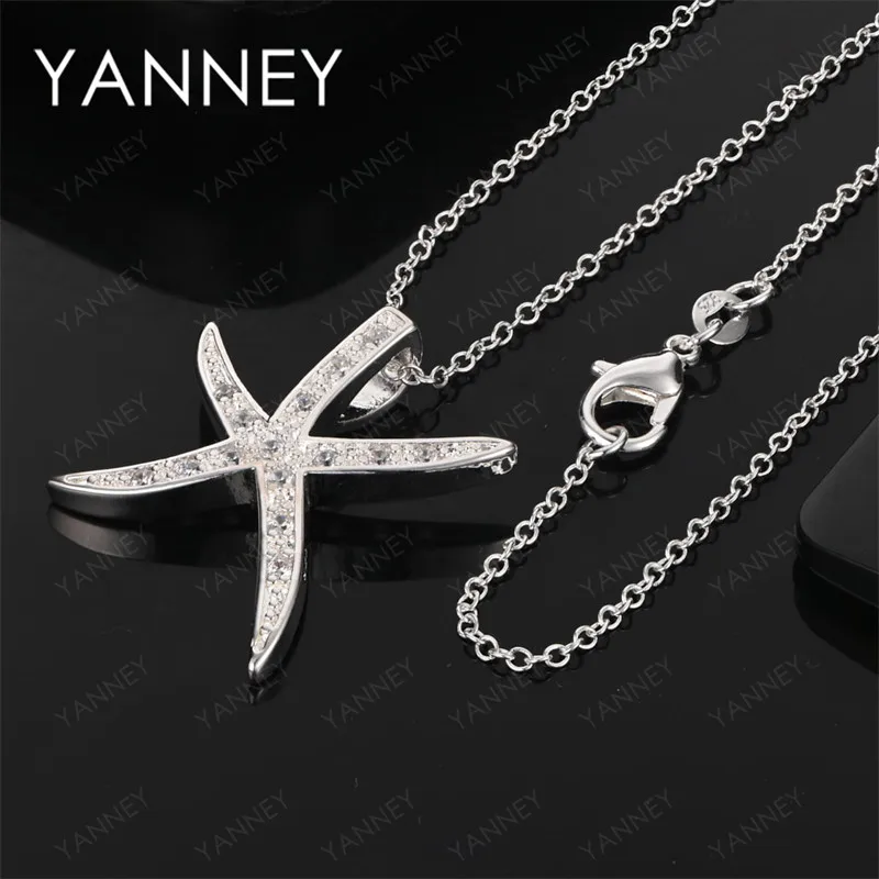 

925 Sterling Silver 16-30 Inch Exquisite Star Necklace Women Elegant Wedding Luxury Fashion Party Favor