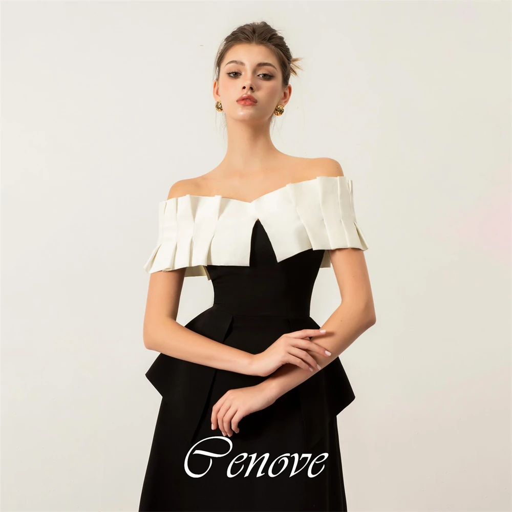 Cenove-vestido de noche árabe de Dubái para mujer, vestidos de graduación con hombros descubiertos, mangas cortas, vestido de fiesta elegante a la