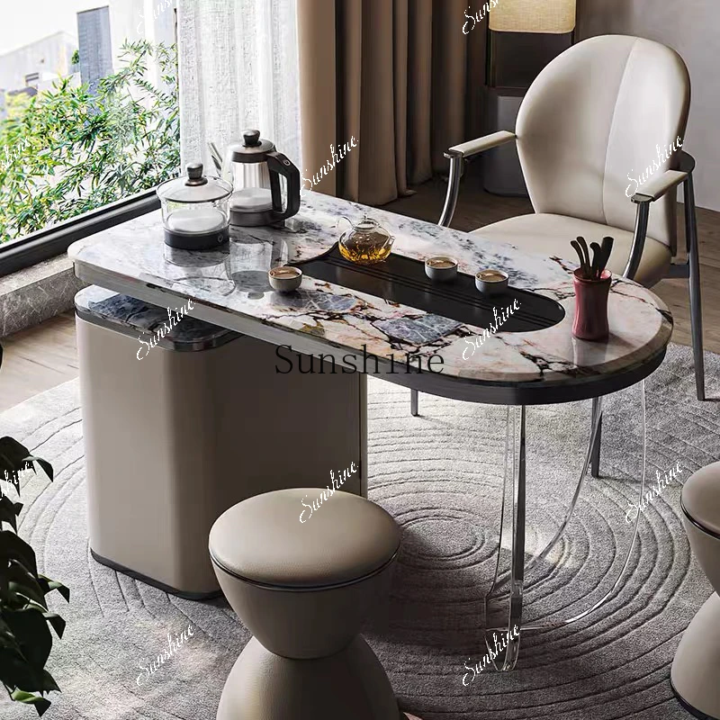 

Slate modern simple household embedded kettle integrated new Chinese kung fu small tea table FT