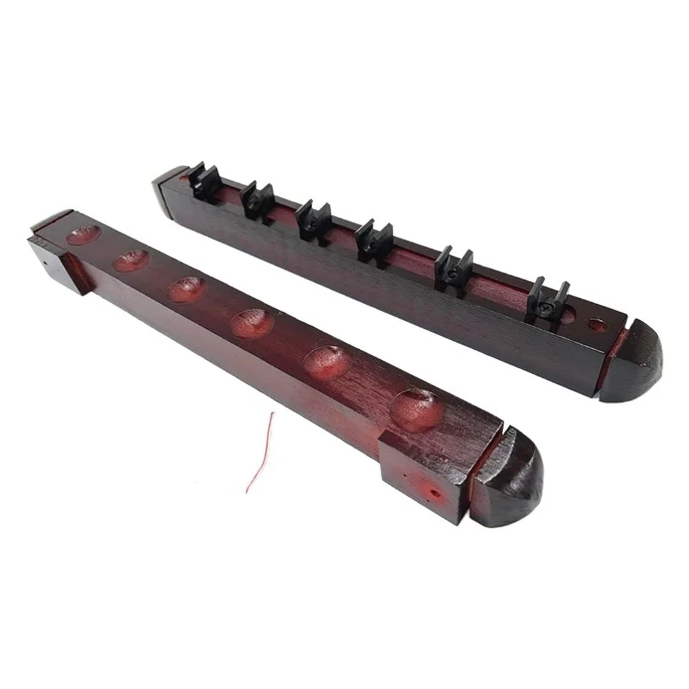 Solid Wood 6 Hole Billiard Cue Rack for Pool Table Accessories Wall Mounted Design Holds 6 For Cues Without Slippage