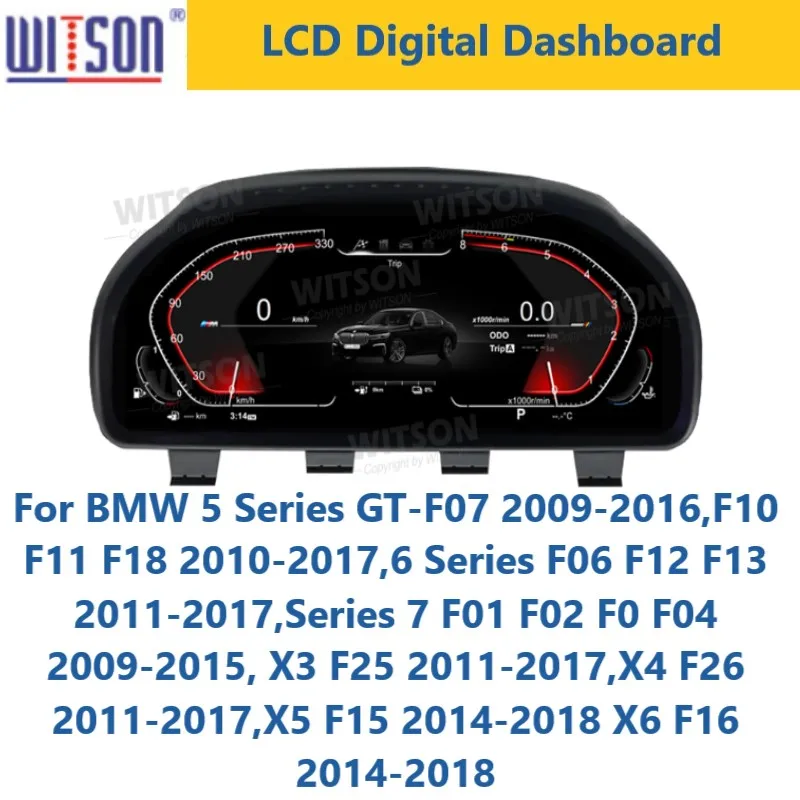 

Digital Speedometer For BMW 5 Series GT-F07 F10 F11 F18 Series 7 F01 F02 LCD Dashboard Instrument Cluster 12.3'' Display Screen