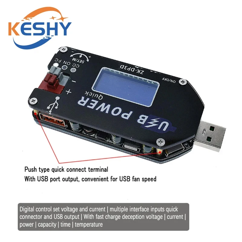 ZK-DP3D CNC USB TYEPE-C DC DC Converter CC CV 1-30V 2A 15W Moduł zasilania Regulowany zasilacz regulowany QC2.0 3.0 AFC — zdjęcie produktu 3